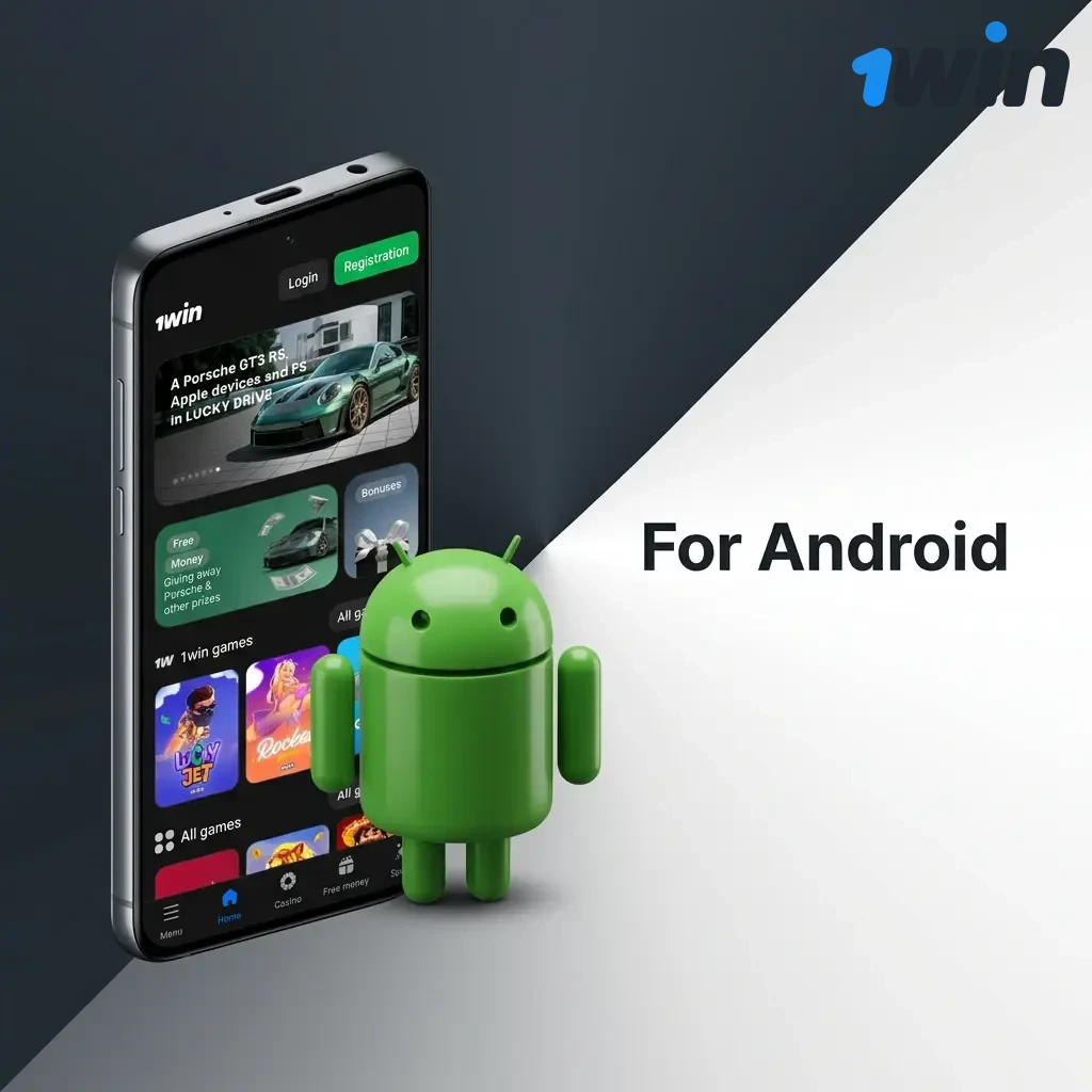 1win Android app APK download and installation guide showing steps to enable unknown sources and install on Android 5.0+
