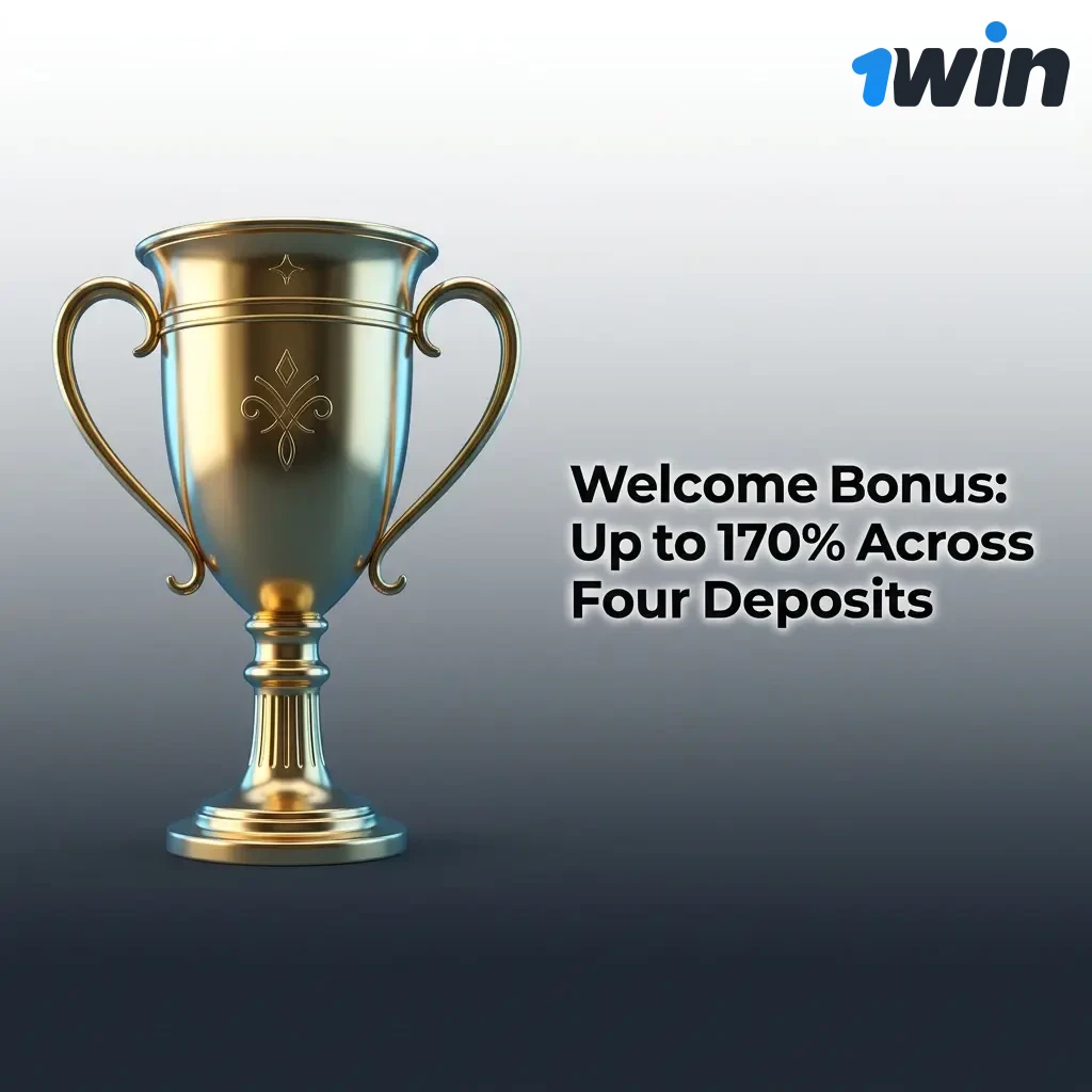 Casino welcome bonus up to 170% across four deposits for Indian players, plus sports bonuses for cricket and football betting