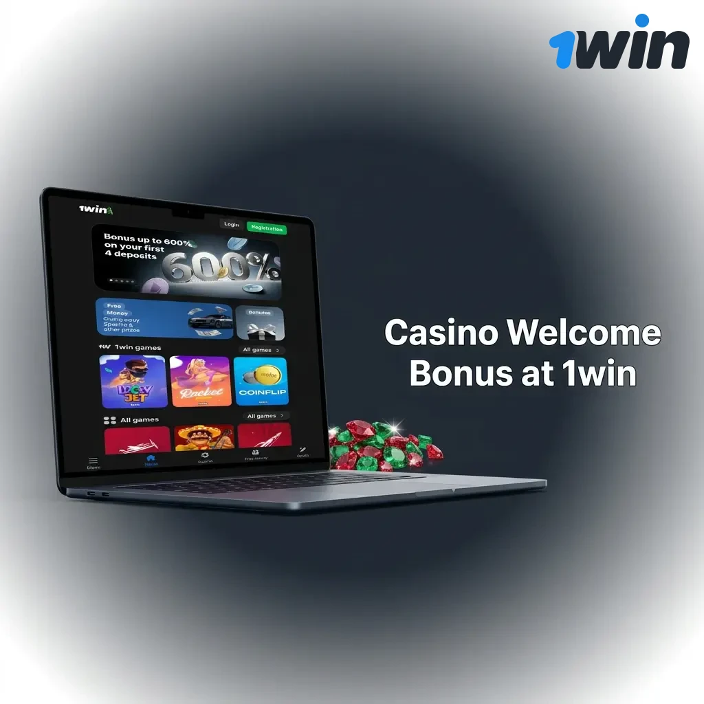 1win Casino welcome bonus for Indian players showing four-deposit match offers from 130% to 170%