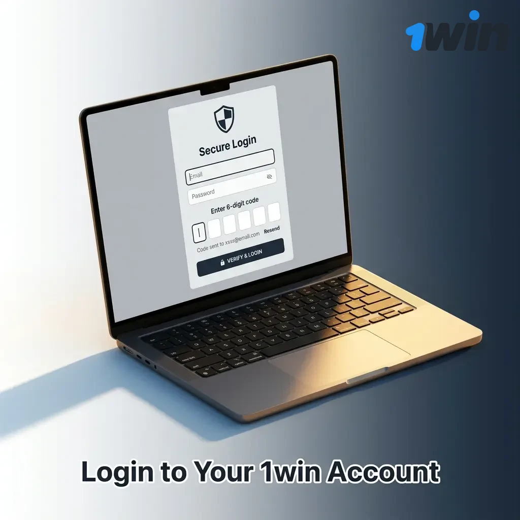 1win account login page showing sign-in form with email, password fields and two-factor authentication on desktop and mobile